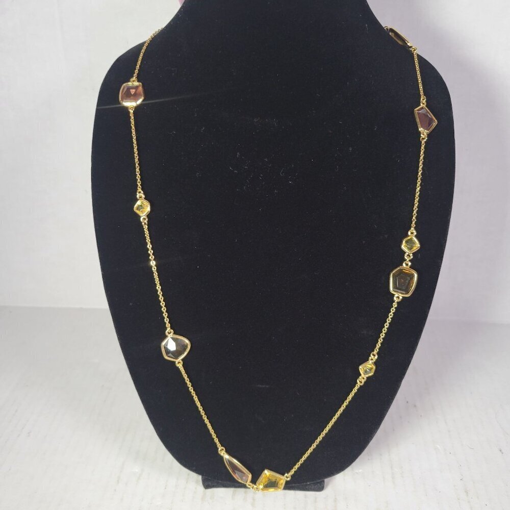 Stella & Dot Retro Gold-Tone Geometric Crystal Necklace